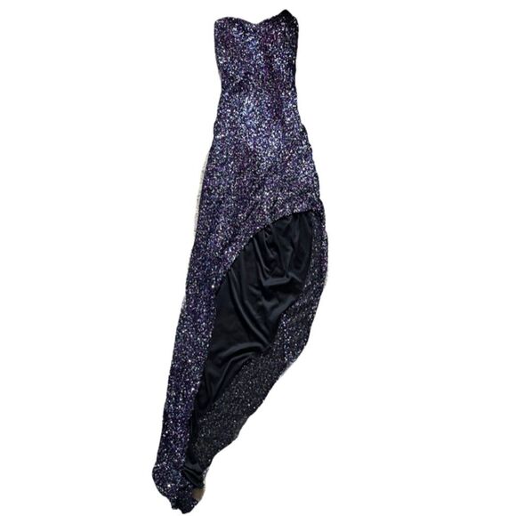 Alyce Paris STRAPLESS sequined high low evening gown multicolor prom formal - Picture 2 of 15